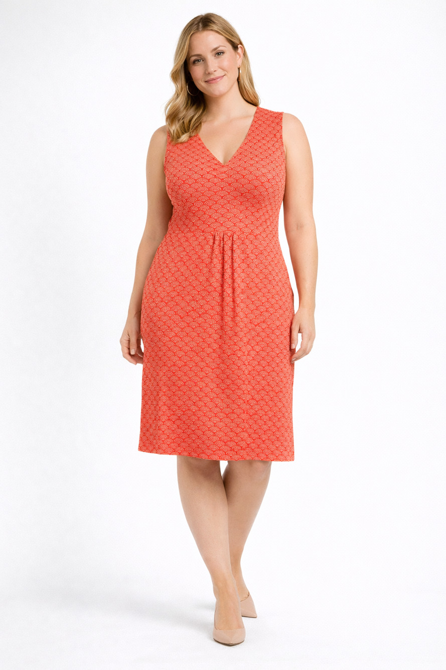 Boden Melinda Womens Sheath Dress Jersey Knee Length Sleeveless Size 12L Orange